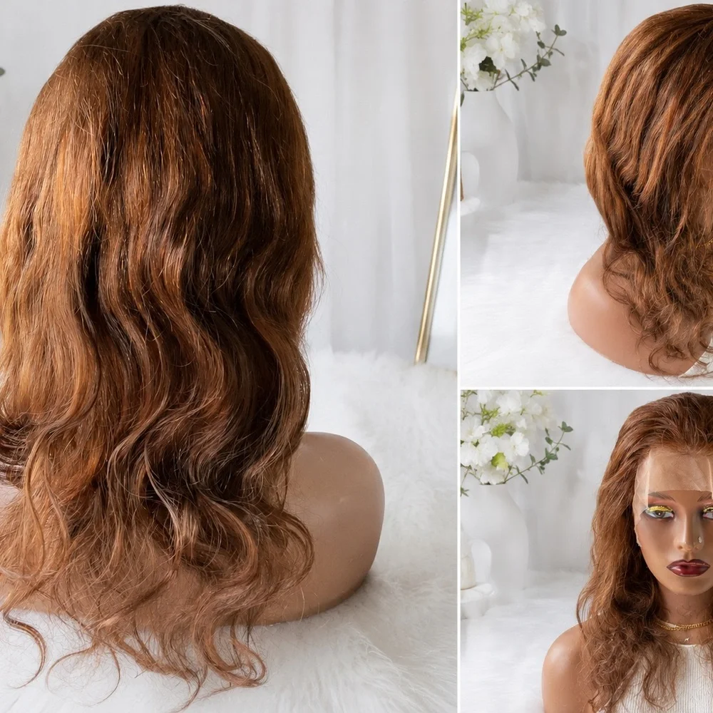 Title 100% Human Hair Lace Front Wig for Women | 13x4 Straight Brown Wig |